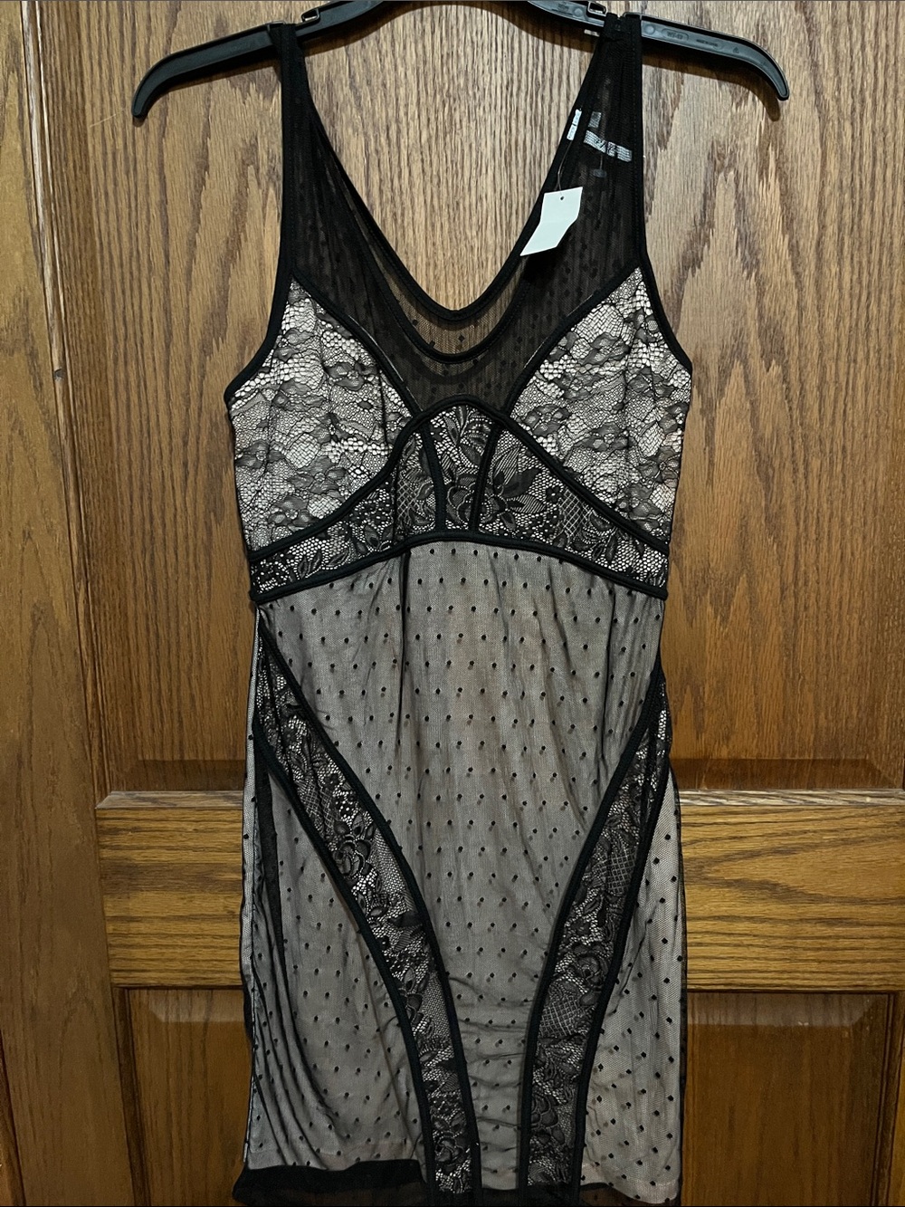 Dots Black Sheer Lace & Dotted Mesh dress